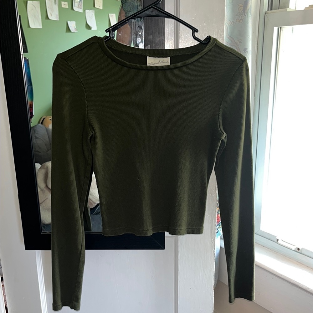 Olive Green Long Sleeve Top